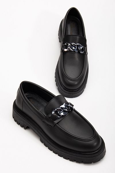 Zegeshoes Дамски мокасини с черни мокасини с дълги подметки и вериги