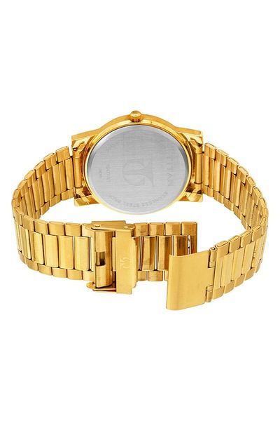 Generic Titan Men Stainless Steel Analog Gold Dial Watch Nl1647Ym02 Nm1647Ym02 Band Color Gold