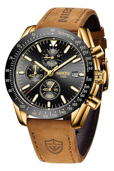 Generic Nibosi Men Watch Fashion Military Green Watches For Men Waterproof Chronograph Quartz Casual Wrist