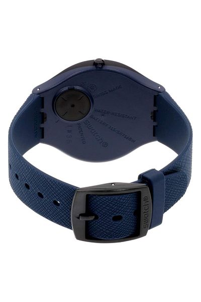 Generic Swatch Men Quartz Watch With Silicone Strap Blue 21 Model Svun106 Silver Bracelet