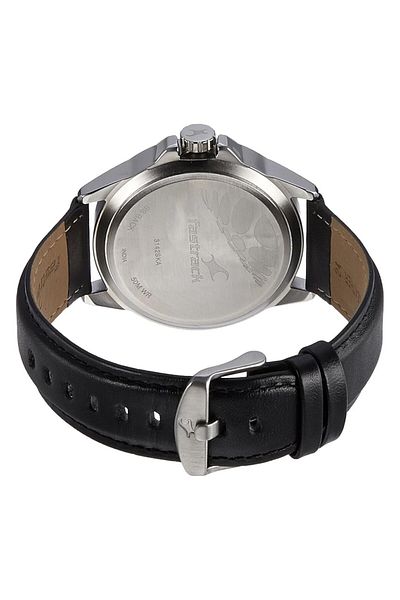 Generic Fastrack Men Black Dial Leather Band Watch 3142Sl01