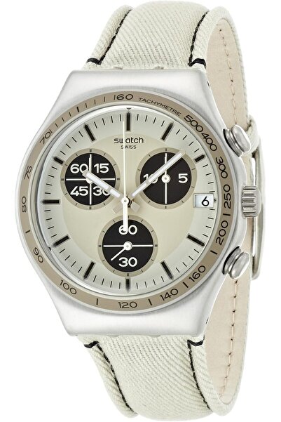Generic Swatch Wild Ride Chronograph Beige Denim Mens Watch Ycs574