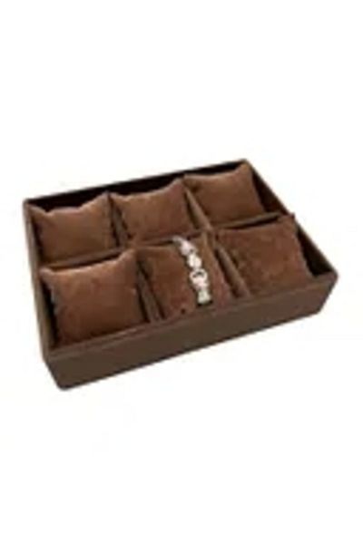 MeGass Dekor Domestic Production Dobric Model Suede Coating Brown Color 24/18 cm Padded Drawer Jewelry Organizer