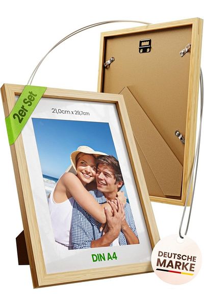 Bambua Set of 2 A4 photo frames Bambua, bamboo/insulated acrylic glass, natural, 23.1 x 31.8 cm