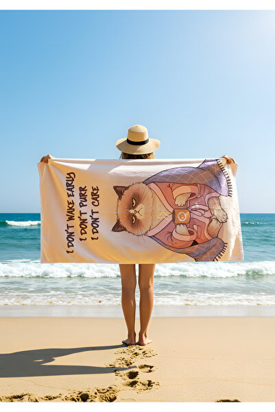 Viadela Prosop de plajă amuzant cu tematică de pisici – Design umoristic cu I...