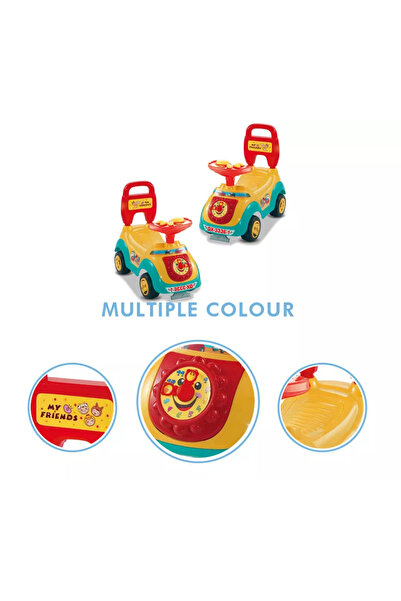 Rainbow Children's Plastic Push Car on Toys with BB Whistle Baby Free Cartoon Car on Wheels for Children