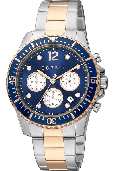 Generic Esprit Hugh Male Wristwatch Quartz Casual Stainless Steel Band And Case Gray Analog Gray Dial