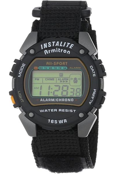 Generic Armitron Sport Men 406623 Chronograph Round Gray And Black Nylon Strap Digital Watch