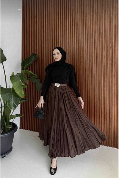 Mrs.idea Γυναικεία Μακρυά Φούστα Hijab με ζάρωμα