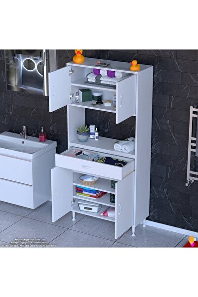 Modilayn ARDA Banyo Dolabı 80x173x32,5cm 1 çekmece 4 kapak ve 7 raflı İhtiyaca uygun kolay kurulum