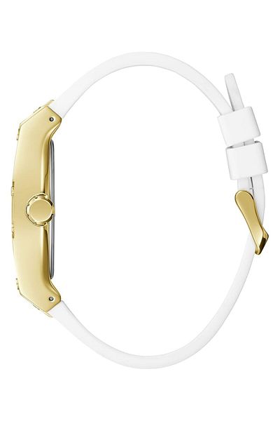 Generic Guess Us Men Gold Tone And White Rectangular Multifunction Watch One