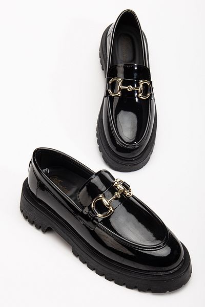 Zegeshoes Дамски мокасини с черни мокасини с дълги подметки и вериги