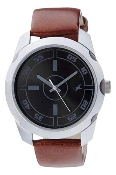 Generic Fastrack Men Black Dial Leather Band Watch 3123Sl03