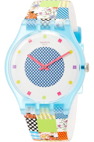 Generic Swatch Originals Quilted Time White Dial Silicone Strap Unisex Watch Suos108