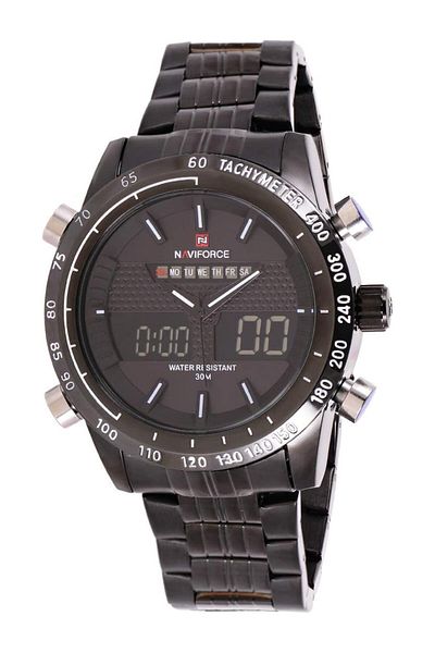 Generic Naviforce Men Black Dial Stainless Steel Band Watch Nf9024