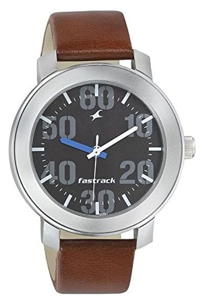 Generic Fastrack Men Black Dial Leather Band Watch 3121Sl01