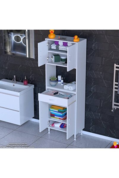 Modilayn ARDA Banyo Dolabı 65x173x32,5cm 1 çekmece 4 kapak ve 6 raflı İhtiyaca uygun kolay kurulum