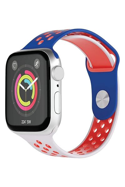 Generic Porodo Lifestyle Silicone France Flag Watch Strap Blue Red White