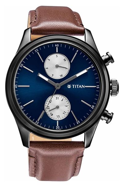 Generic Titan Men Quartz Watch With Analog Display And Leather Bracelet 1805Nl03