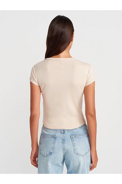 Dilvin 31750 Stone-Tshirt with Short Sleeve Turks