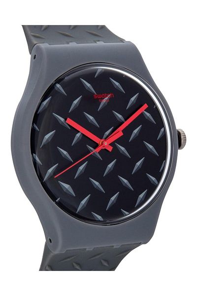 Generic Swatch Text Ure Matte Black Dial Gray Plastic Rubber Quartz Men Watch Suom102
