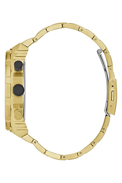 Generic Guess 48Mm Multifunction Skeletonized Watch Gold Tone Black Quartz Watch
