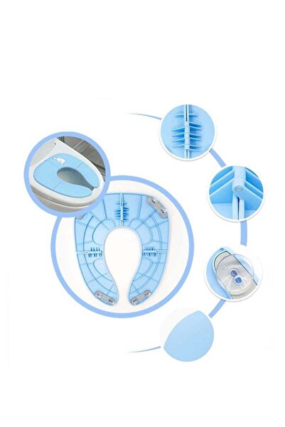 Yelajoy Children's Toilet Seat, Foldable, With 4 Non-slip Silicone Pads, For Round And Oval Toilets, Blue