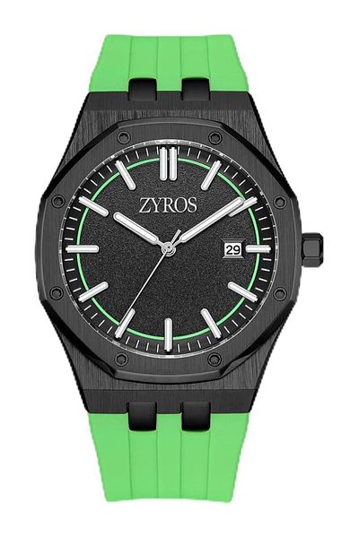 Generic Men Watch With A Green Rubber Strap