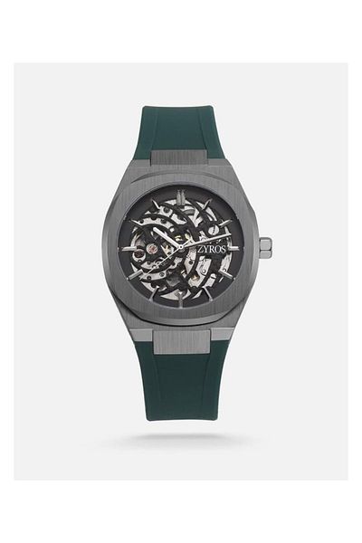 Generic Men Automatic Watch With A Green Rubber Strap
