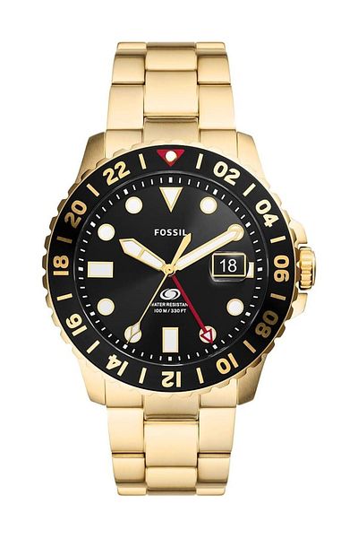 Generic Fossil Blue Men Gmt Movement Watch With Stainless Steel Or Leather Strap