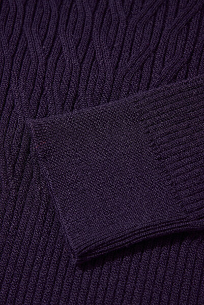 W Collection MOR BALIKÇI YAKA UZUN KOLLU KAZAK