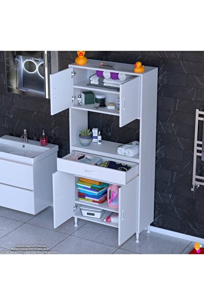 Modilayn ARDA Banyo Dolabı 75x173x32,5cm 1 çekmece 4 kapak ve 6 raflı İhtiyaca uygun kolay kurulum