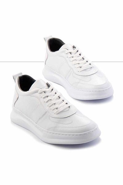 Bambi Λευκά ανδρικά παπούτσια casual από γνήσιο δέρμα E 01759070203