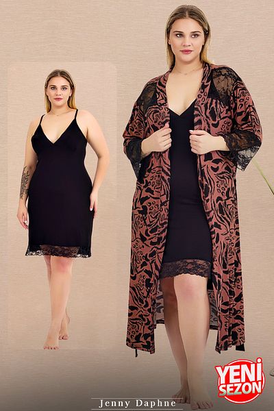 Jenny Daphne Black Nightgown & Dressing Gown Set - Gx9688 Streetball Ii Men's Shoes