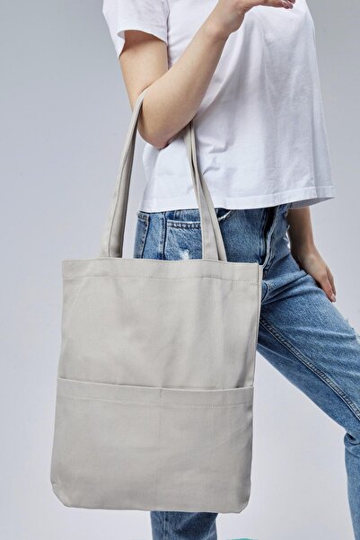 Çınar Bez Çanta 3 Cepli Gri Gabardin Çanta