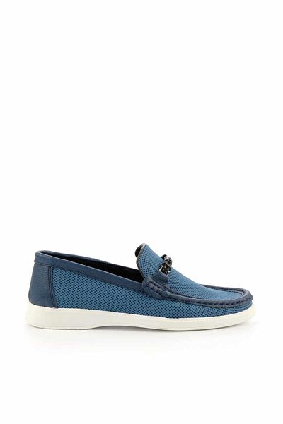 Bambi Pantofi mocasini pentru bărbați din denim albastru din plasă E 01382010322
