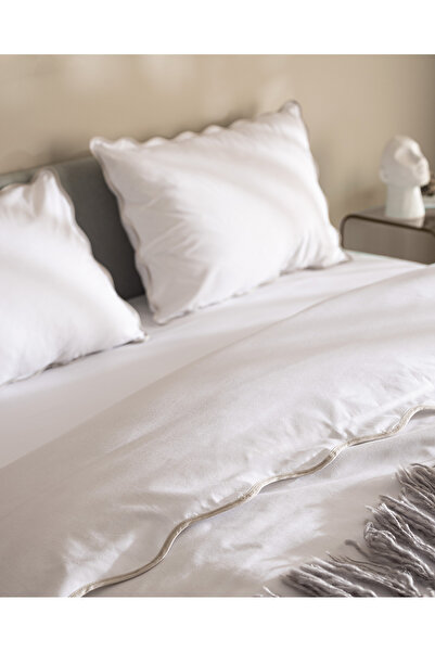 Madame Coco Justine Double Personality 100% Cotton Duvet Cover Set - White/Stone