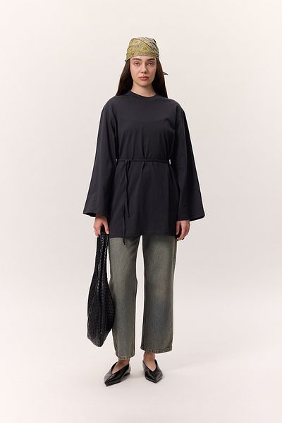 Manuka OVERSIZE-T-SHIRT MIT BANDDETAILS ANTHRAZIT