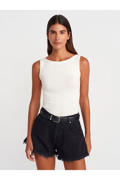 Dilvin 20868 Di̇lvi̇n Boat Neck Sleeveless Top T-Shirt