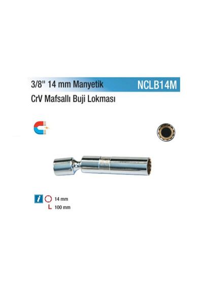 Nt Tools 100 mm.Twelve-Key Length Articulated Magnetic Spark Plug Socket - NCLB14M
