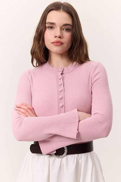 Manuka Pink Small Buttoned Knitwear Cardigan