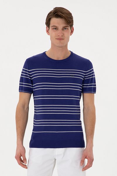 U.S. Polo Assn. Men's Slim Fit Crew Neck Light Navy Blue T-Shirt 50299396 -Vr059
