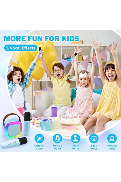 Generic Mini Karaoke Machine for Kids Adults, Portable Bluetooth Speaker with 2 Wireless Microphones.