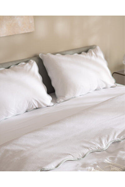 Madame Coco Justine Double 100% Cotton Duvet Cover Set - White/Blue