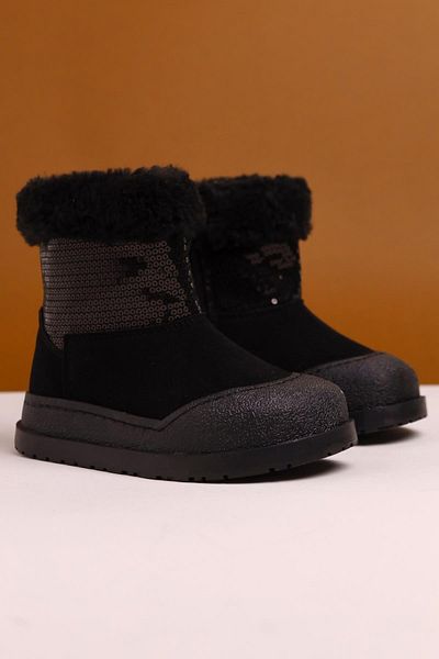 Limoya Παιδικές μπότες Hanne Black Suede Sequin με γούνα στο εσωτερικό