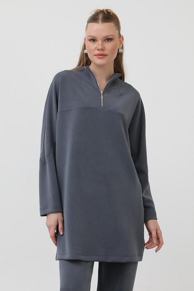 Puane 10611 Women's Front Zipper Detailed Modal Tunic