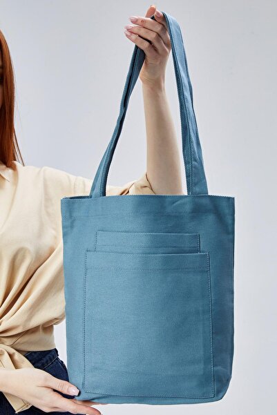 Çınar Bez Çanta 2 Cepli Petrol Mavisi Gabardin Çanta