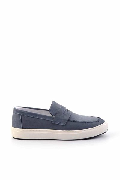 Bambi Pantofi casual pentru bărbați din piele naturală nubuc albastru denim E 01380110801