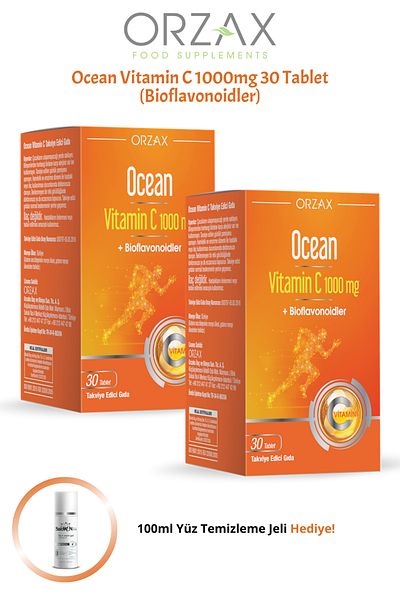 Ocean Coloring-Free Vitamin C + Bioflavonoids 1000 Mg 30 Tablets 2 Pcs + 100ml Gel Gift
