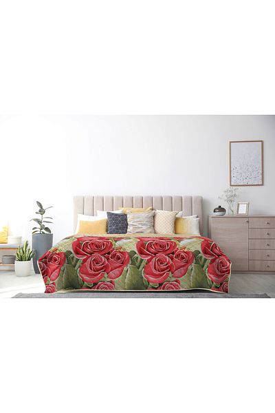 ALCAM Cocolino Quilt, , Red Rosa, 210x220 Cm